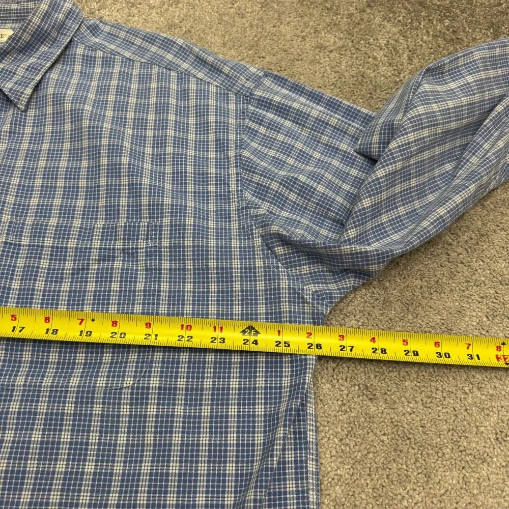 J.Crew Cotton Button Down Shirt Men XL Tall Blue Plaid Long Sleeve Cotton Casual